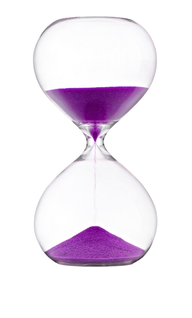 Hourglass With Violet Sand White Background